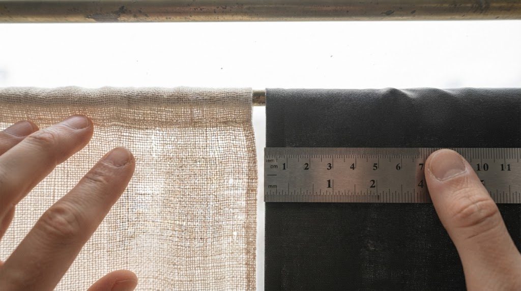 Loose weave versus tight weave curtain fabric compared against window light