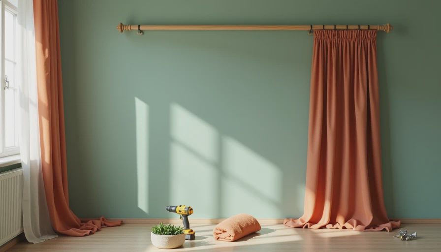 Visual context for how to install a curtain rod