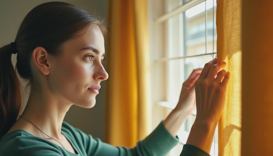 Visual context for how to install curtains over blinds
