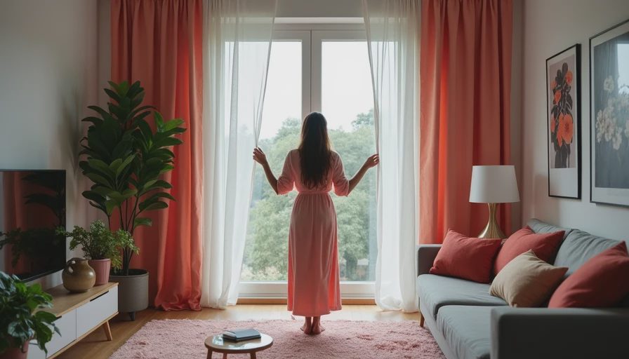 Visual context for linen curtains